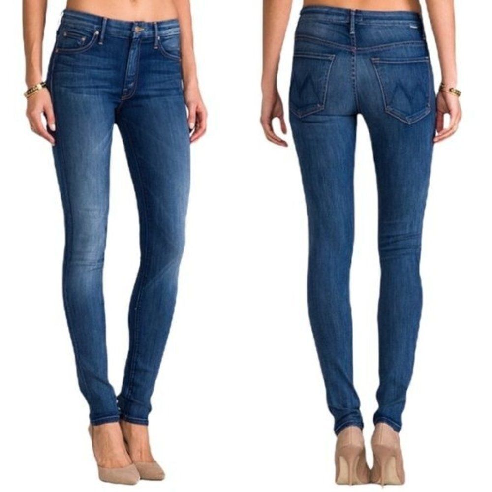 Mother High Waisted Looker Devil in a Blue Suit Straight Leg Jeans Size 25